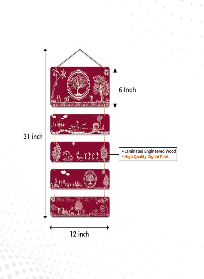 Artvibes Warli Tribal Art Wooden Wall Hanging Decoration Items for Home | Bedroom | Mdf Designer Artwork Decorative for Living Room | Ideal Gifts | Stylish Modern Decor Item (WH_6719N) - Image 5